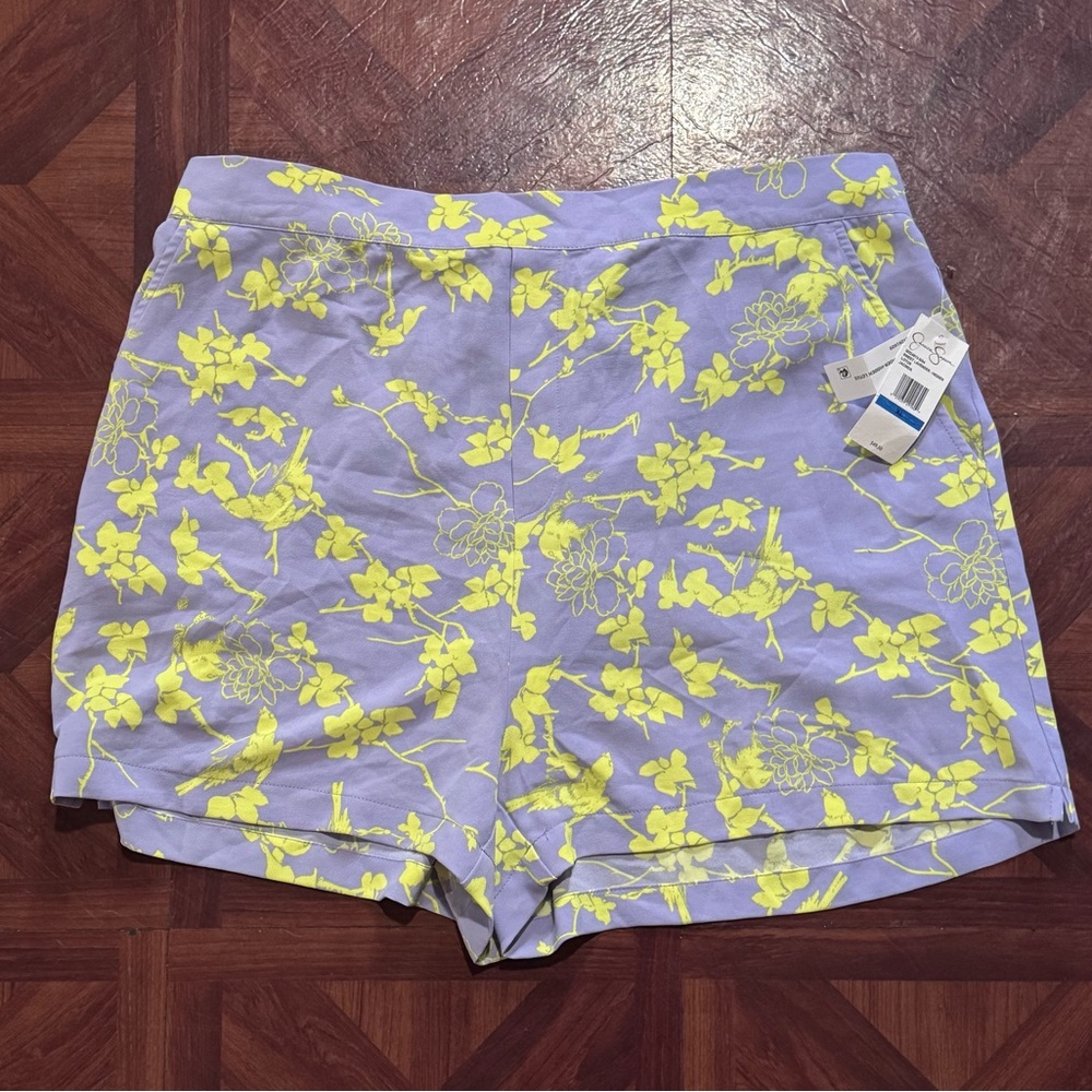 Jessica Simpson High Waist Purple and Yellow Floral Shorts